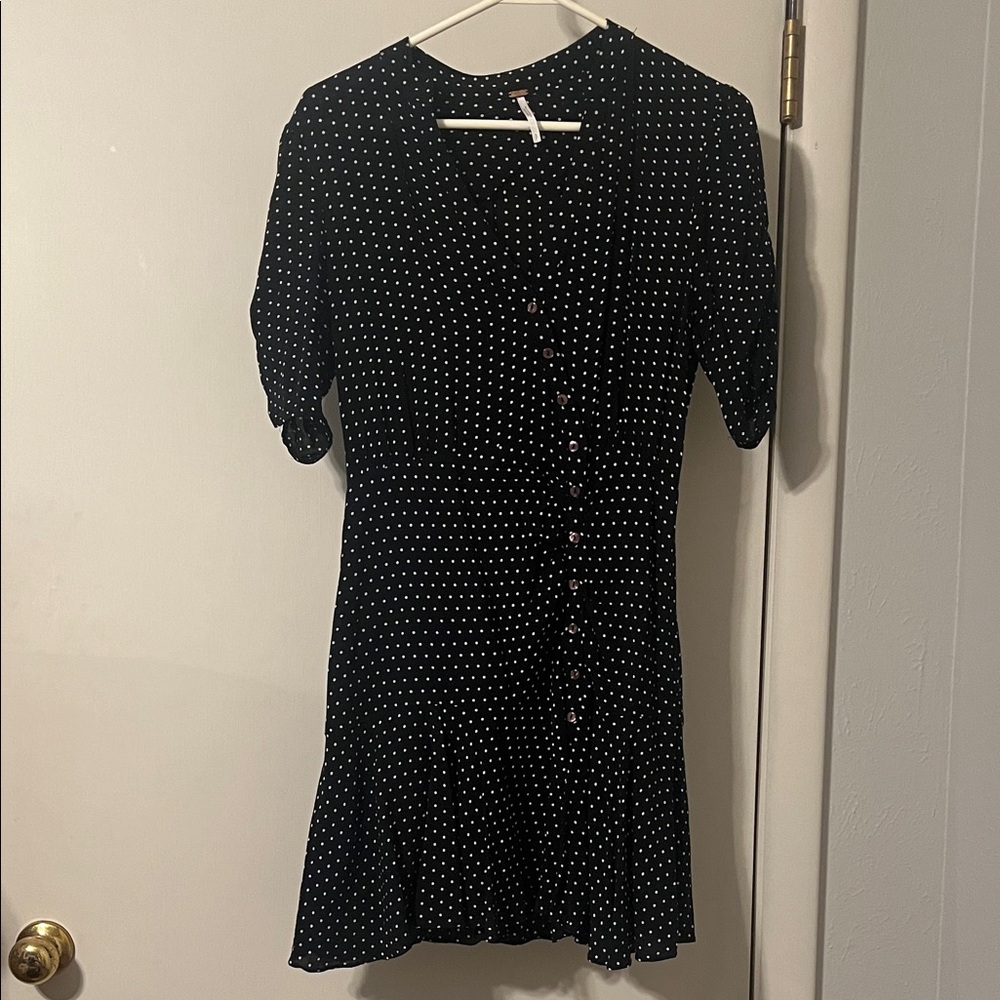 Free People Black and White Polka Dot Midi Dress